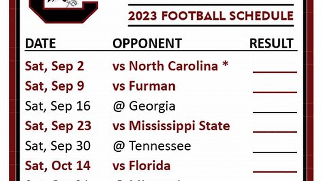 Carolina Gamecocks Football Schedule 2024