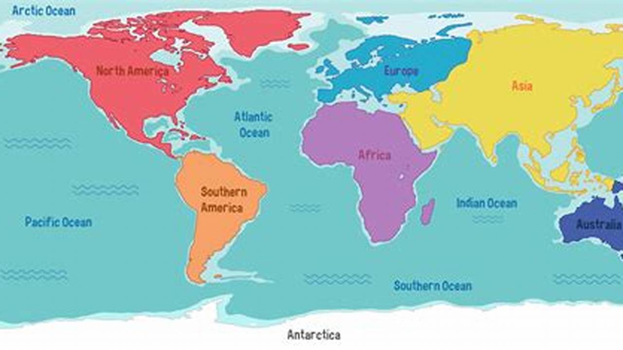 Carte Du Monde Avec Les Continents Et Océans