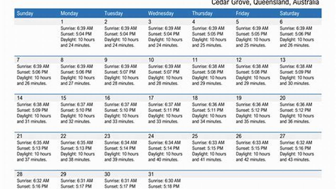 Cedar Grove Calendar