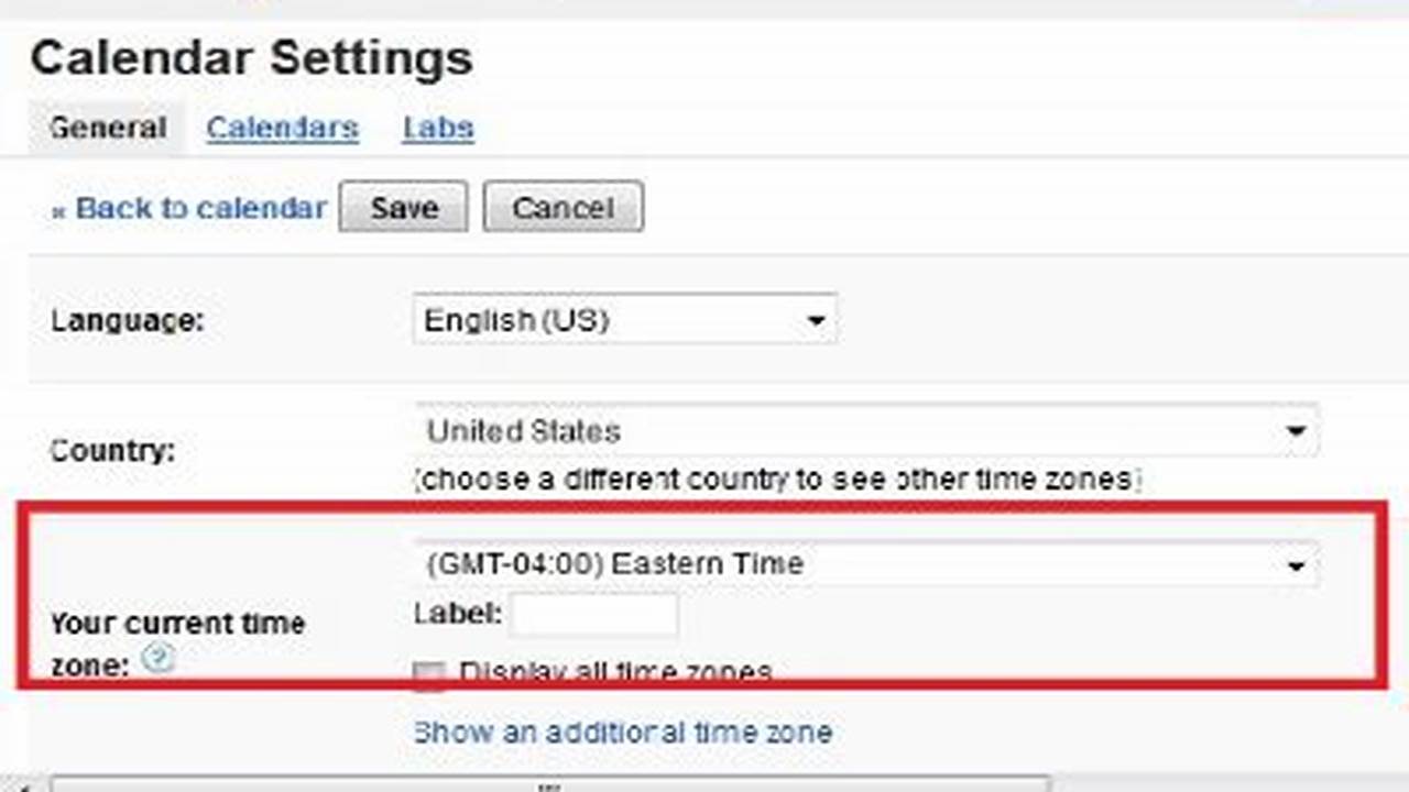 Change Gmail Calendar Time Zone