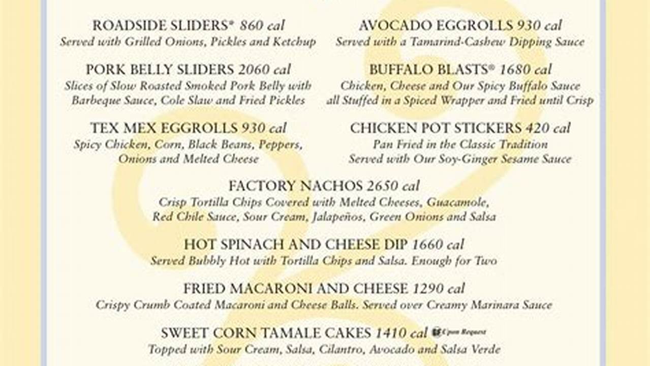 Cheesecake Factory Happy Hour Menu 2024 With Prices