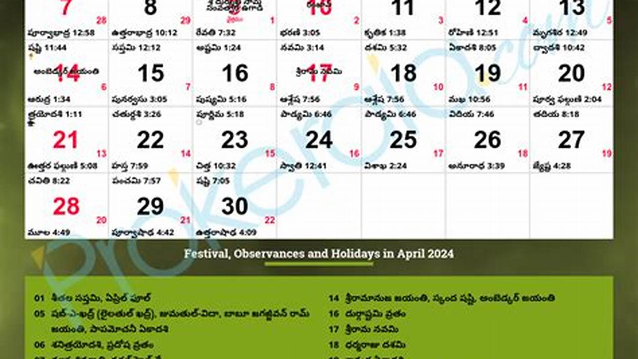 Chicago Telugu Calendar April 2024
