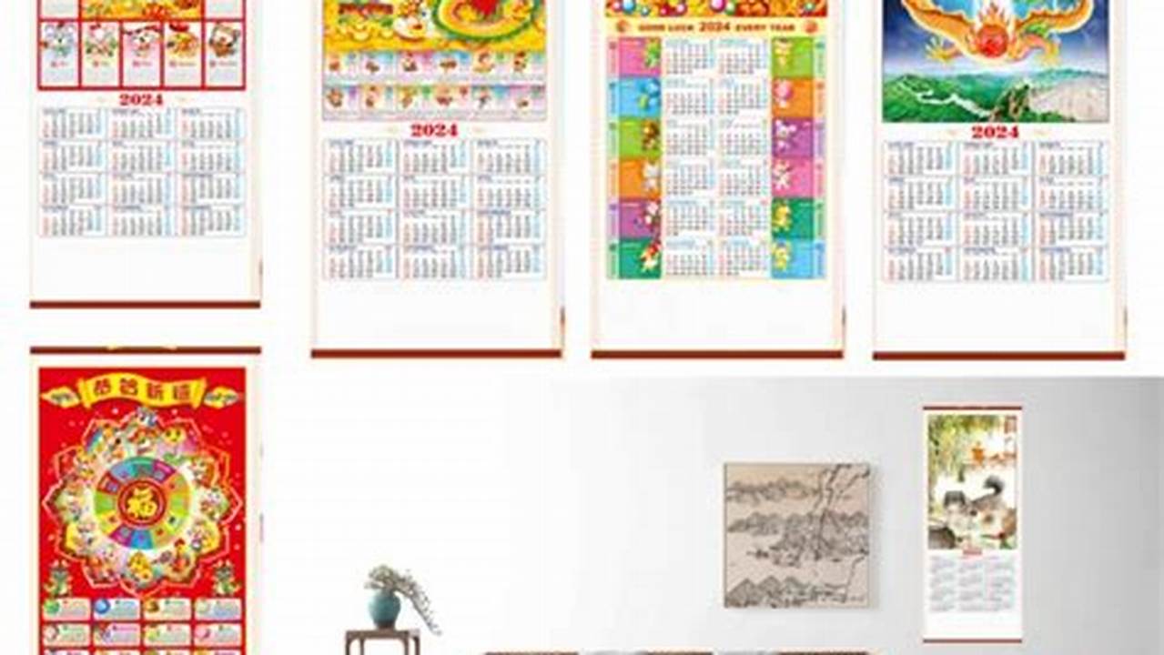 Chinese Wall Scroll Calendar 2024