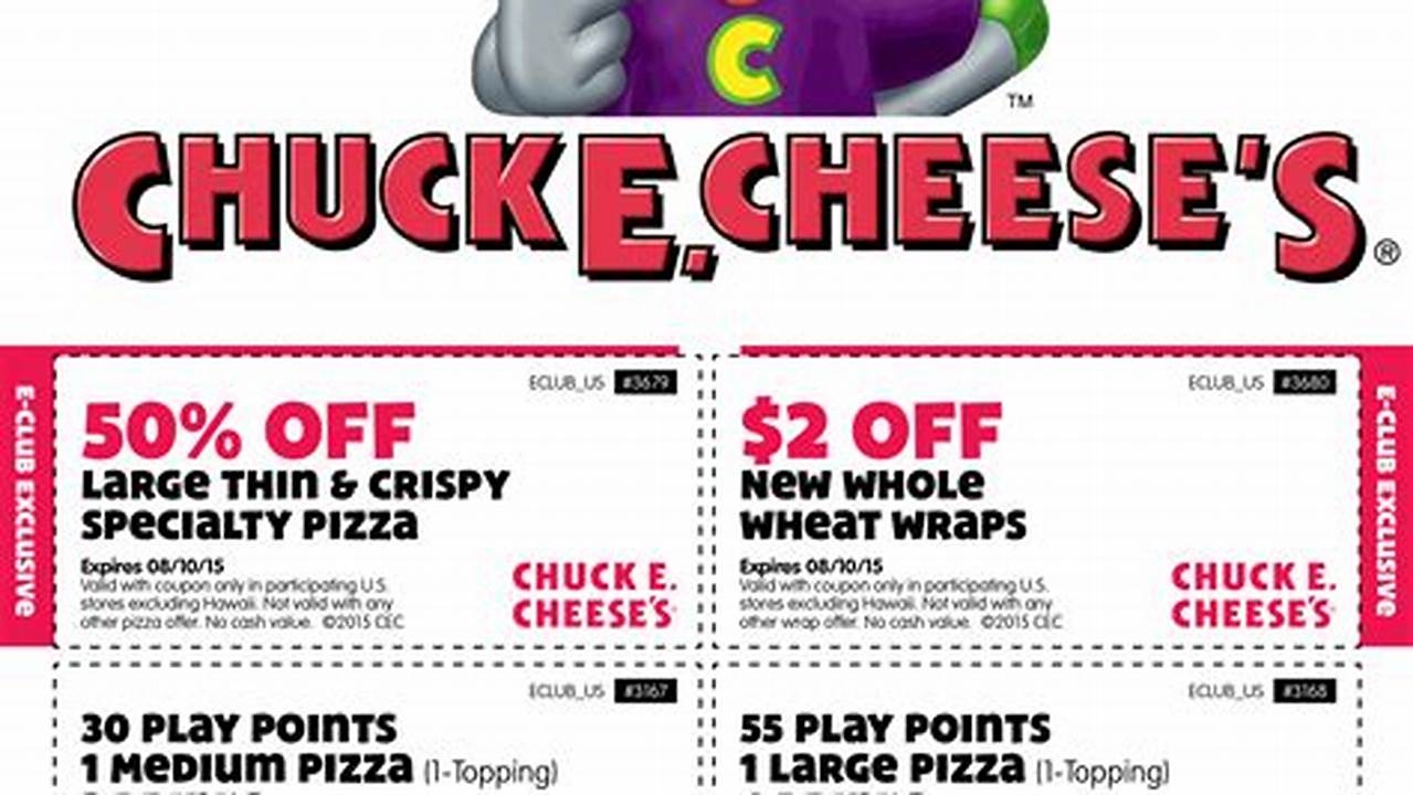 Chuck E Cheese Printable Coupons 2024
