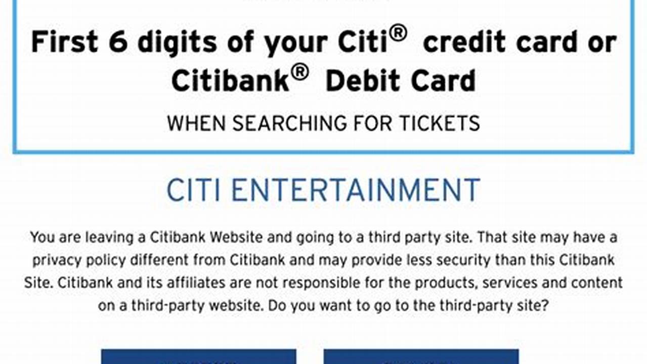 Citi Card Members Will Have Access To Presale Tickets Beginning Tuesday, Feb., 2024