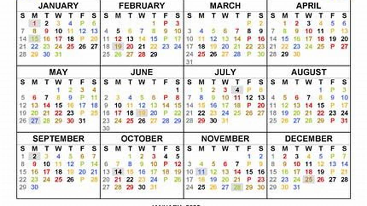 City Carrier Color Coded Calendar 2024