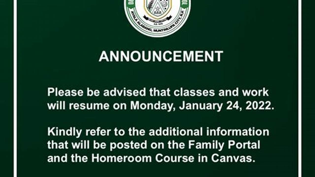 Classes Resume On Monday, March 18, 2024, After The Spring Break., 2024