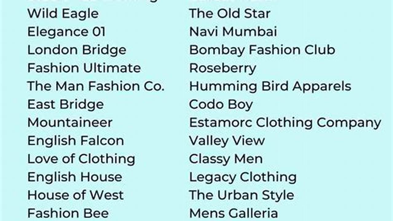 Clothing Brand Name Ideas 2024