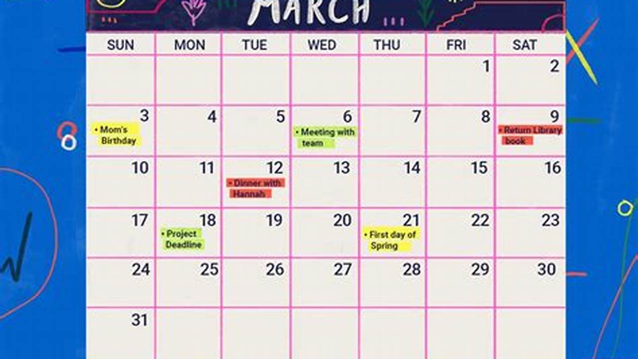 Color Code, Calender Template