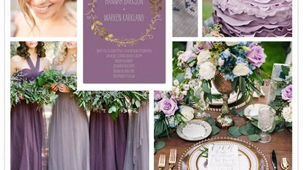 Color Palette, Rustic Lavender Wedding Theme
