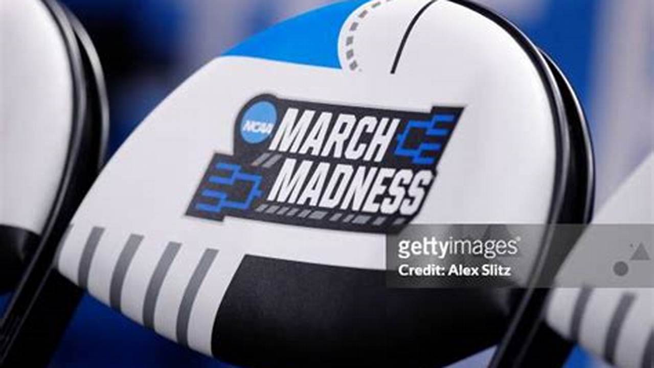 Colorado V Ucla Chair With The March Madness Logo Sits Courtside During A Practice Session Ahead Of The First Round Of The Ncaa Men’s Basketball Tournament At Legacy., 2024