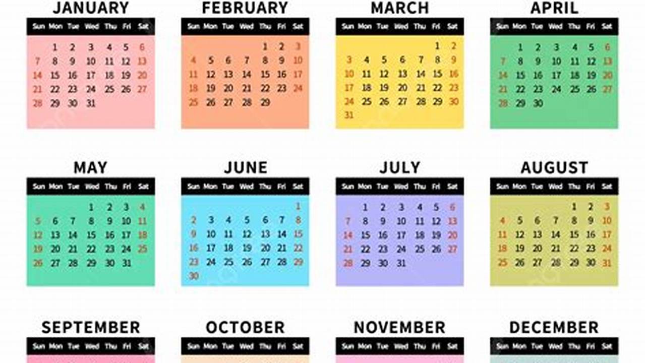 Colourful 2024 Calendar Weekly