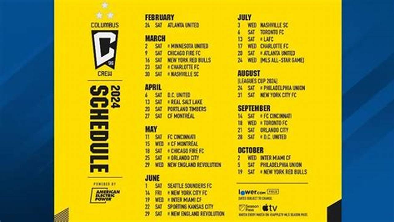 Columbus Crew Schedule Calendar