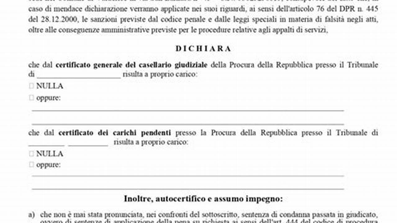 Come Compilare Il Modello Autocertificazione Carichi Pendenti E Casellario Giudiziale, IT Modello