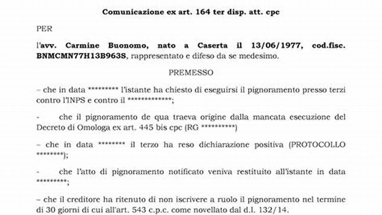 Come Si Può Risolvere Il Problema Della Rinnovazione Della Notifica Del Pignoramento Presso Terzi Al Debitore?, IT Modello