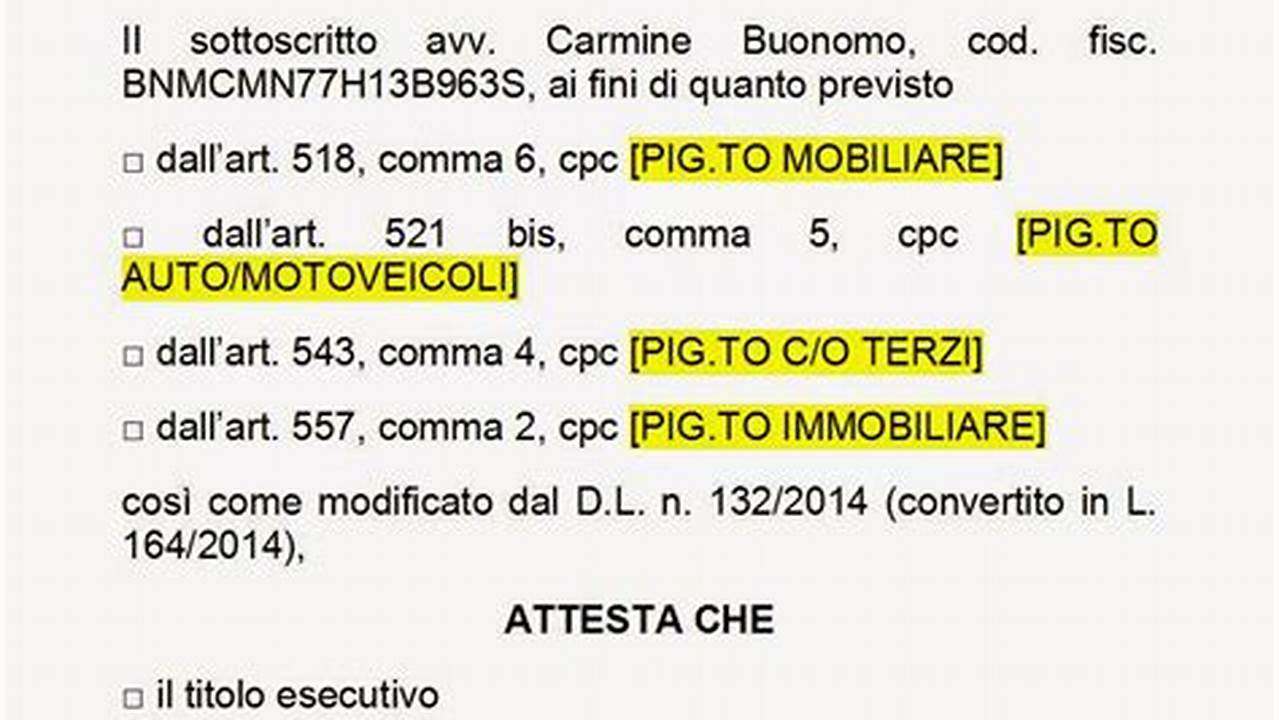 Comunicazione Iscrizione A Ruolo Pignoramento Presso Terzi Modello