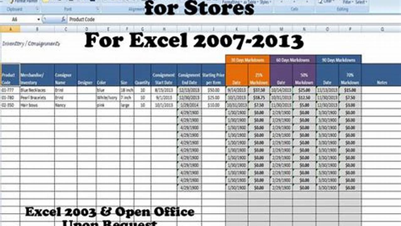 Consignee Information, Excel Templates