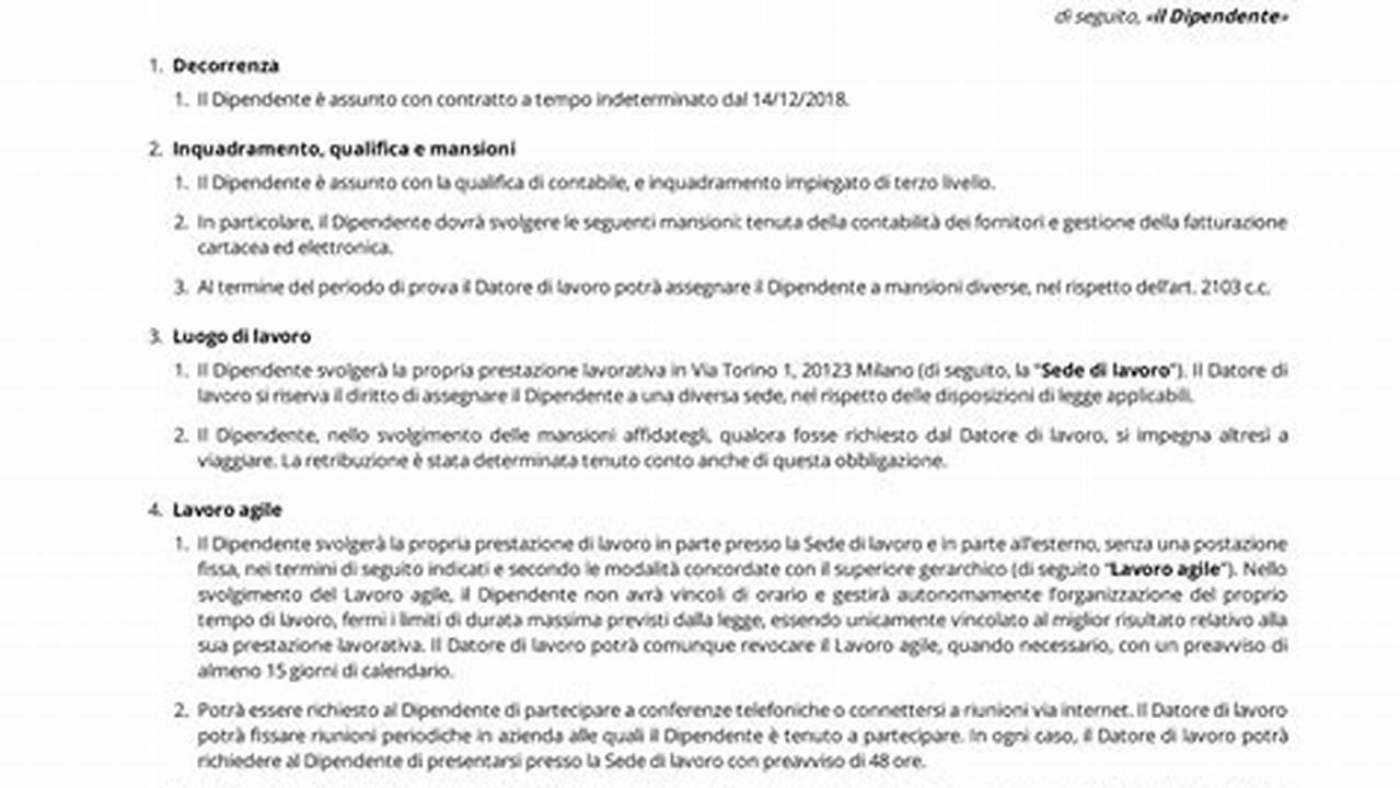 Contratto Di Lavoro A Tempo Indeterminato Modello