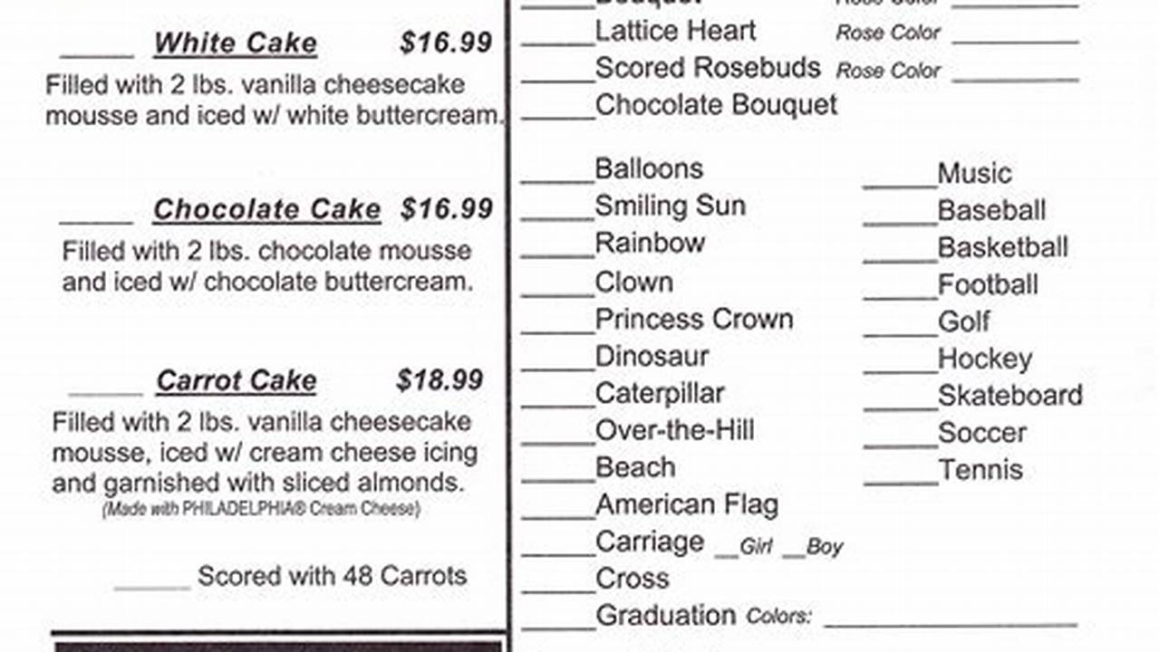 Costco Bakery Order Form 2024
