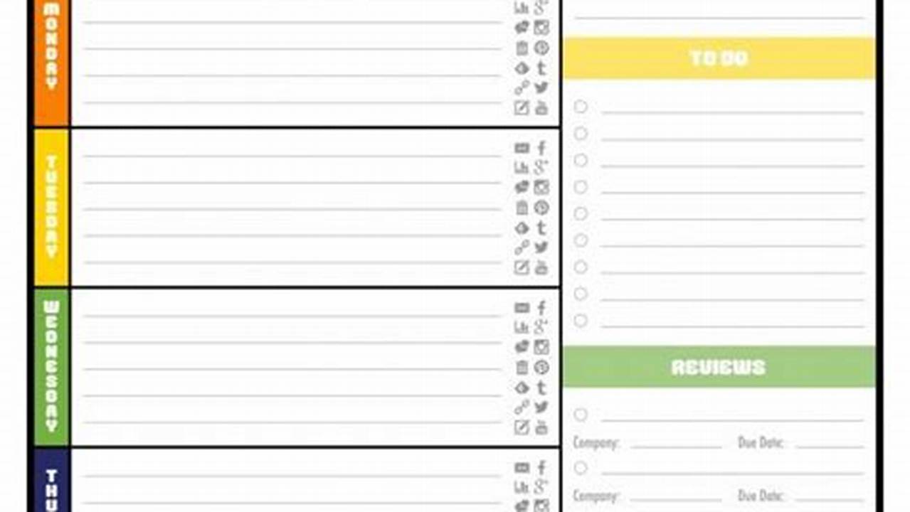 Creating To-do Lists, Calender Template