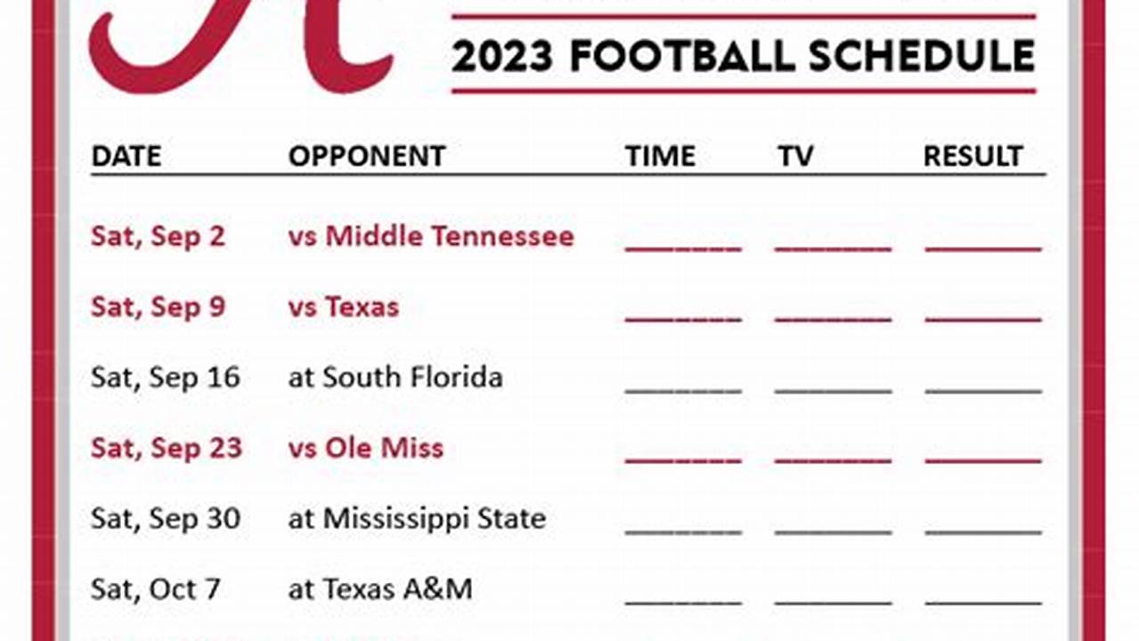 Crimson Tide 2024 Football Schedule