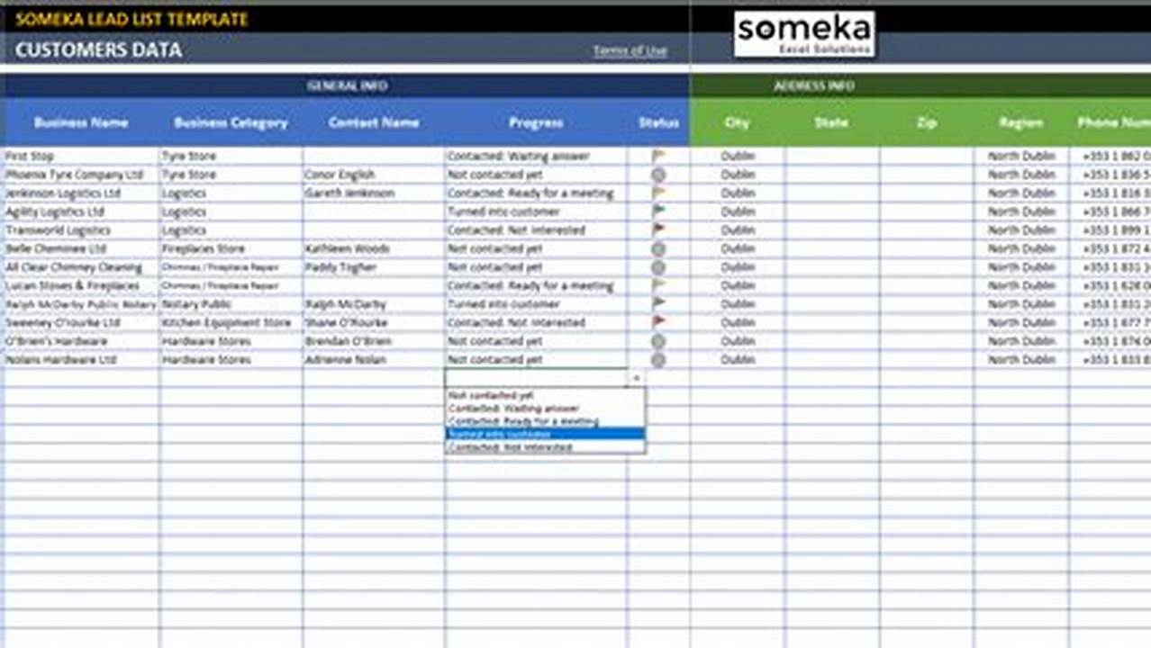 Customer Management, Excel Templates