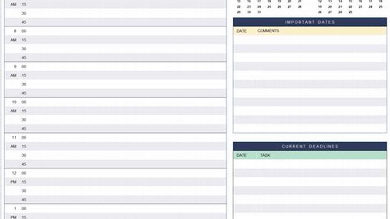 Daily Planner Excel Template 2024