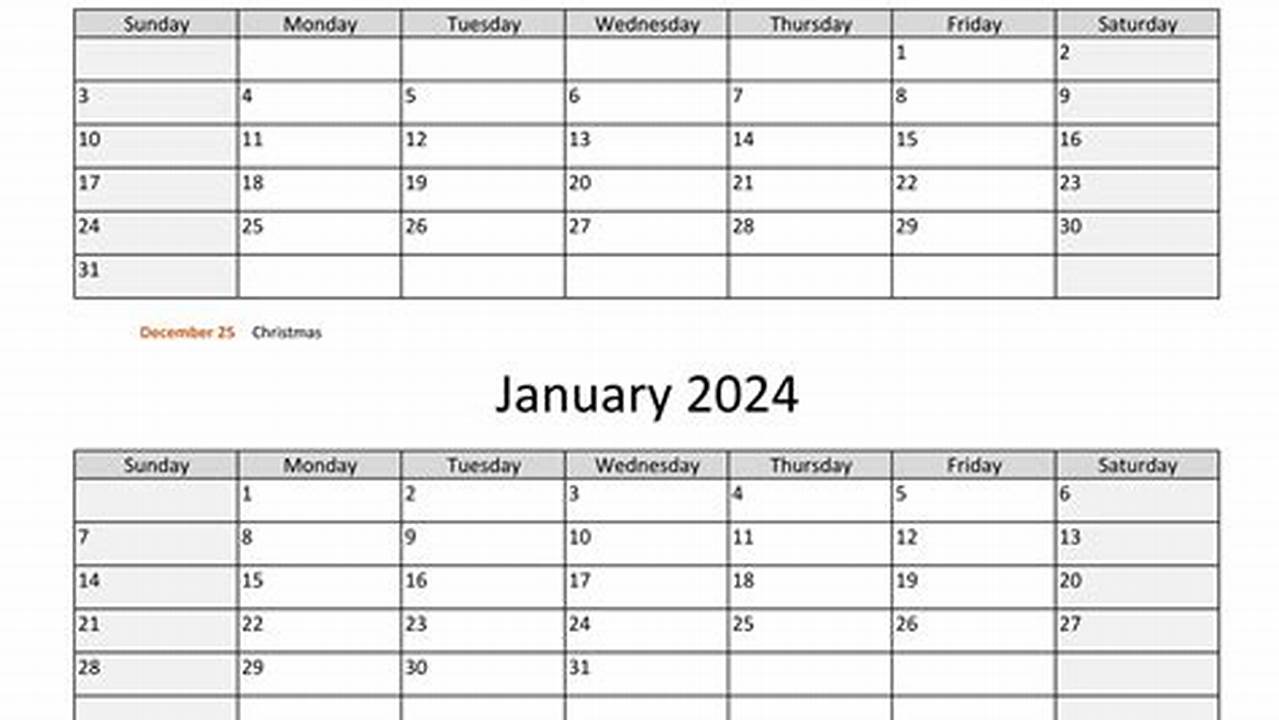 December 2023 January 2024 Calendar With Holidays List