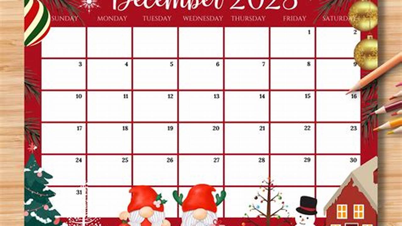 December 2024 Calendar Christmas Theme Printable Coloring