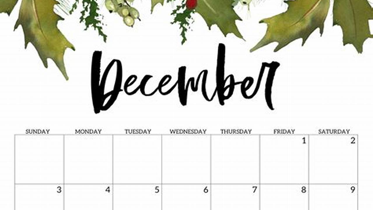 December 2024 Calendar Printable Cute Wallpaper 4k