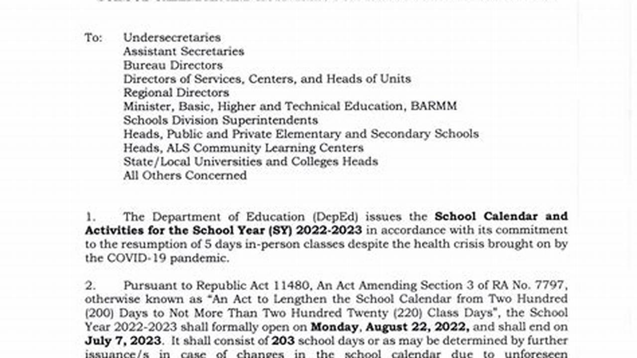 Deped Made The Pronouncement Through Department Order No., 2024