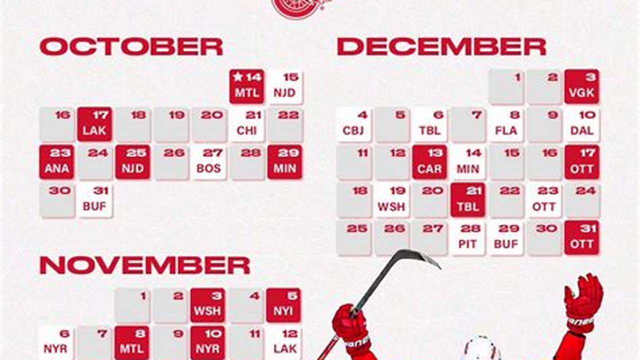 Detroit Red Wings Schedule Calendar