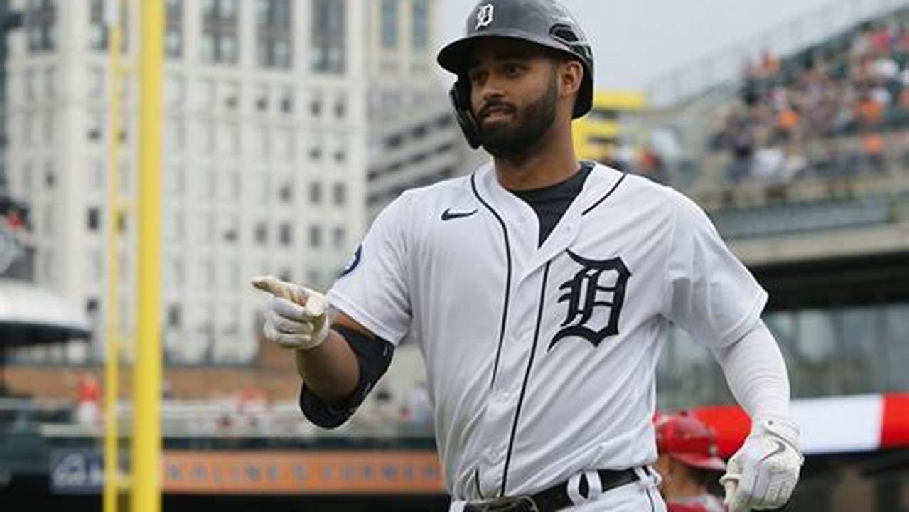 Detroit Tigers Designated Hitter Riley Greene (31) Celebrates After He Hits A Home Run In The Sixth Inning Against The Minnesota Twins At Comerica Park., 2024