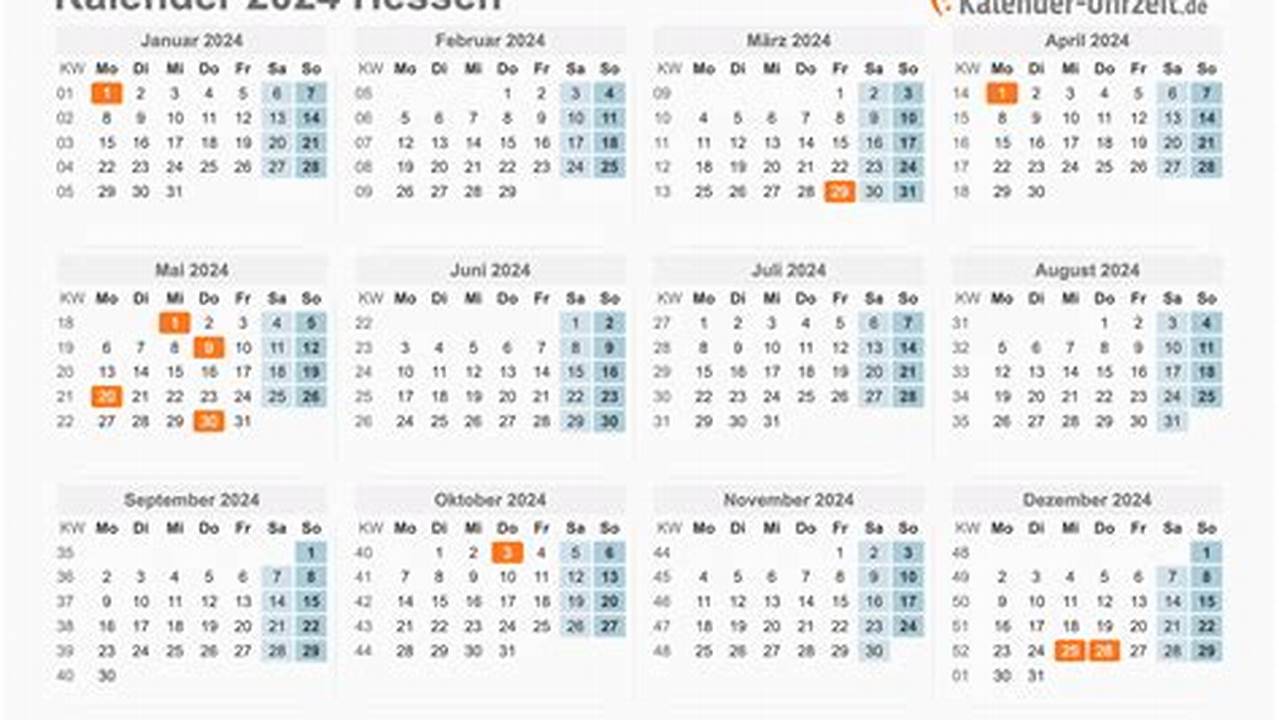 Dieser Kalender Enthält Eine Liste Aller Feiertage In Hessen Für Das Jahr 2024 Und Gibt Ihnen Einen Guten Überblick Über Die Feiertage Und Deren Daten., 2024