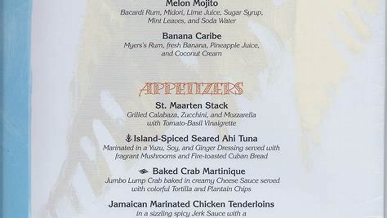 Disney Cruise Menus 2024