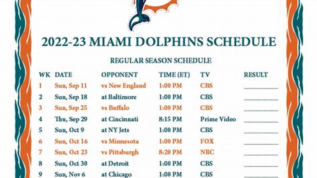 Dolphins 2023 Football Schedule