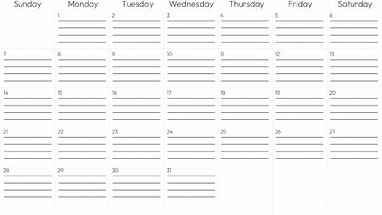 Download The 2024 Monthly Lined Calendar Template For Google Sheets., 2024