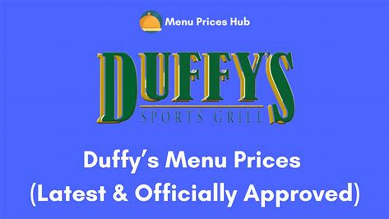 Duffy's Menu With Prices 2024 Pdf