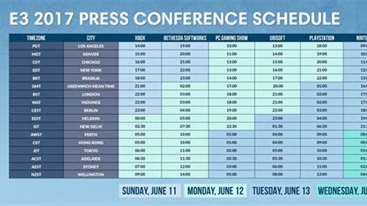 E3 Press Conference Schedule 2024