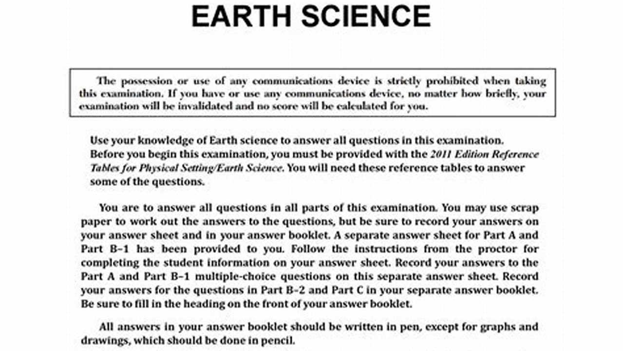 Earth Science Regents 2024