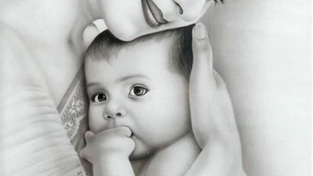 Easy Pencil Art of Mother and Baby
