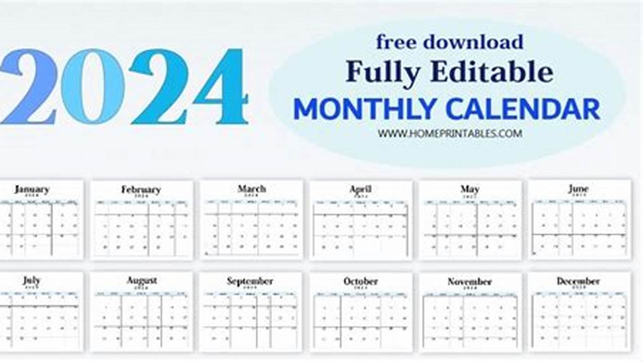 Editable 2024 Calendar