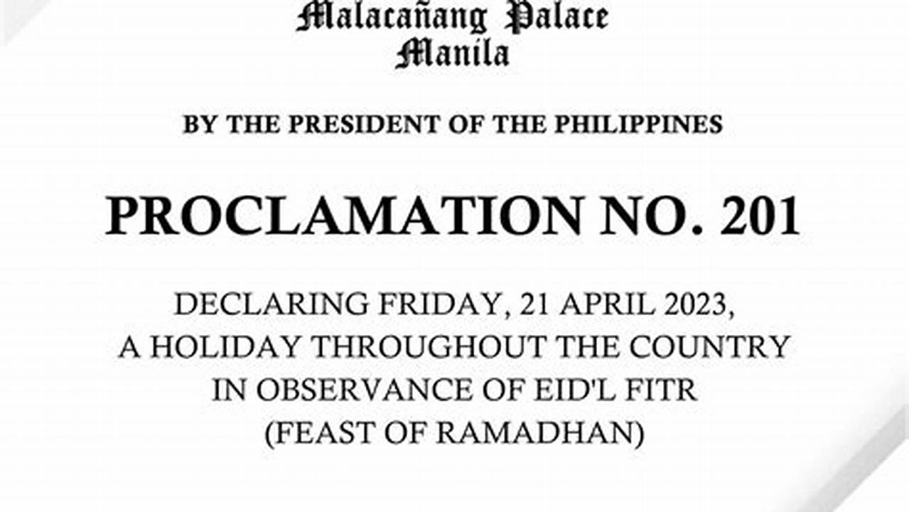 Eid Al Fitr 2024 Philippines Proclamation