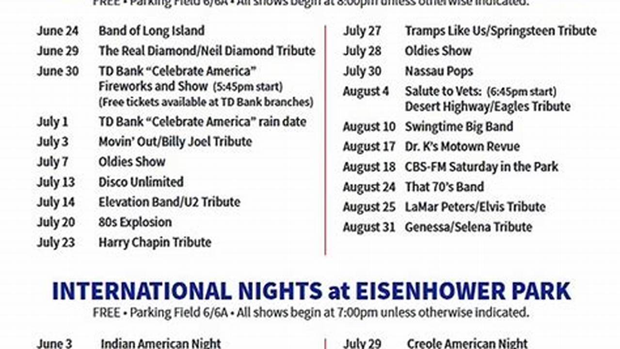 Eisenhower Park Concert Schedule 2024 Schedule