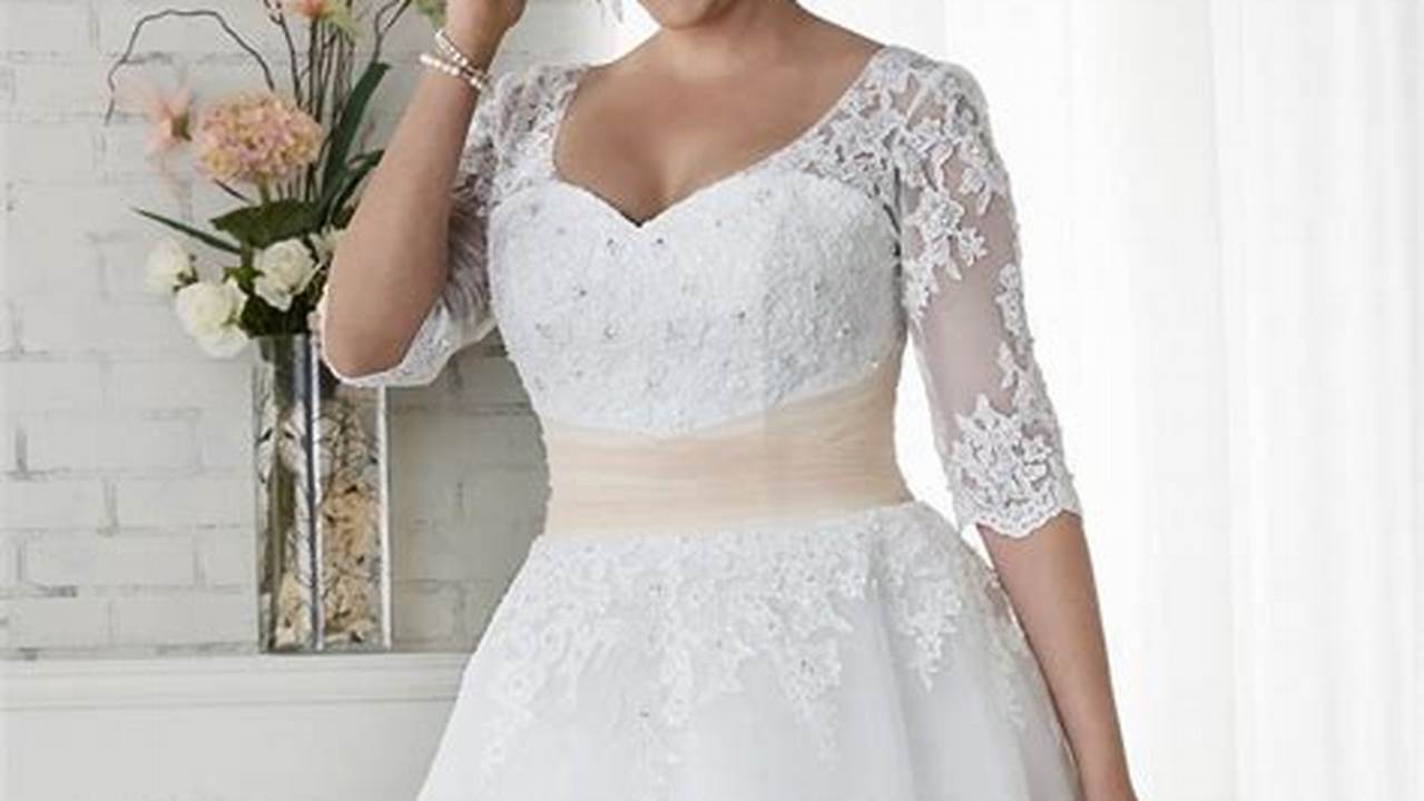 Embellishments, Tea Length Plus Size Wedding Dresses