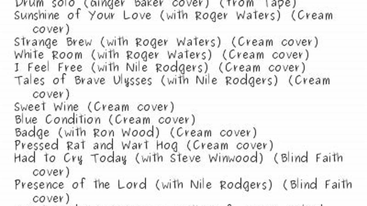 Eric Clapton Tour Setlist 2024