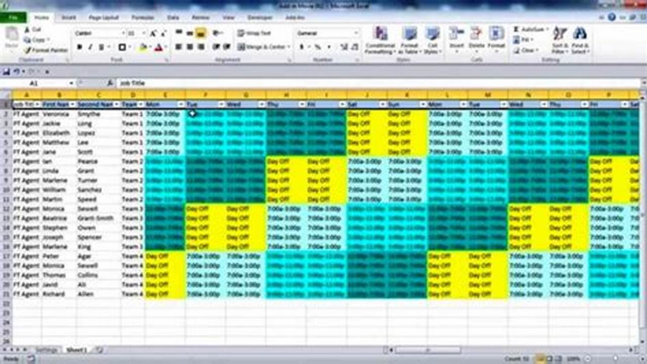 Excel On Call Calendar Template