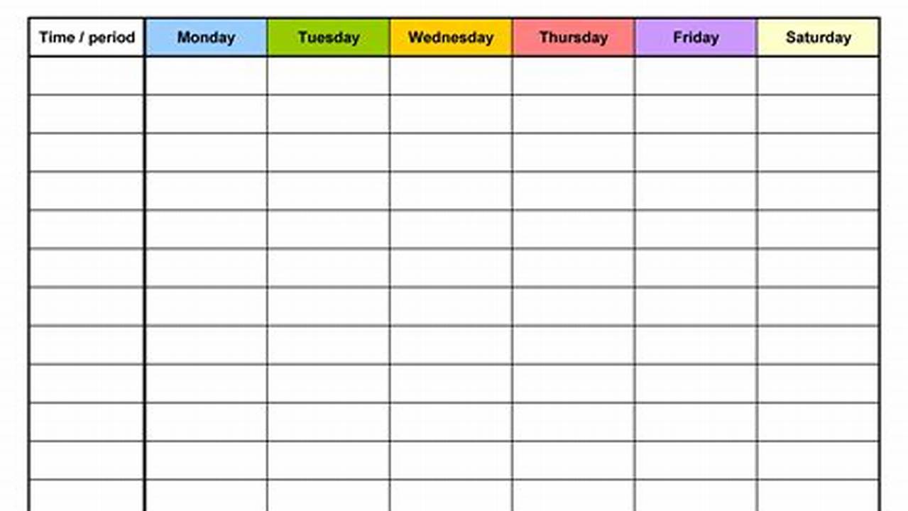 Excel Template Weekly Calendar