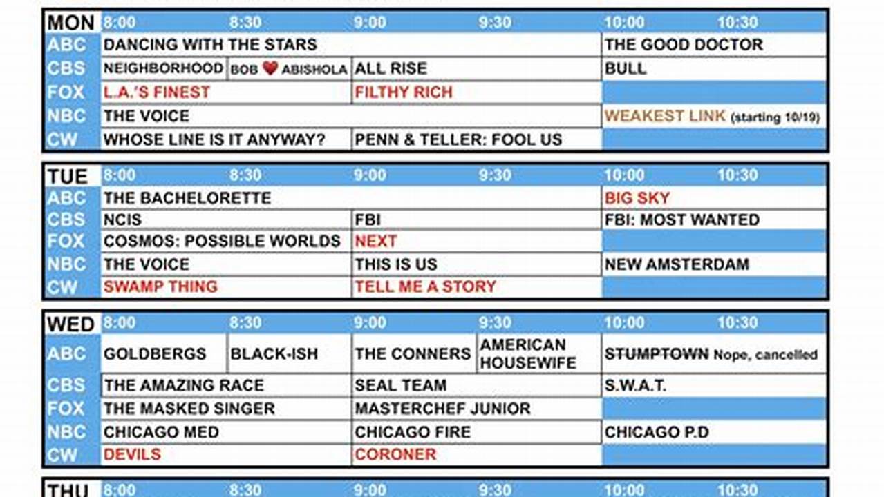 Fall Network Tv Schedule 2024