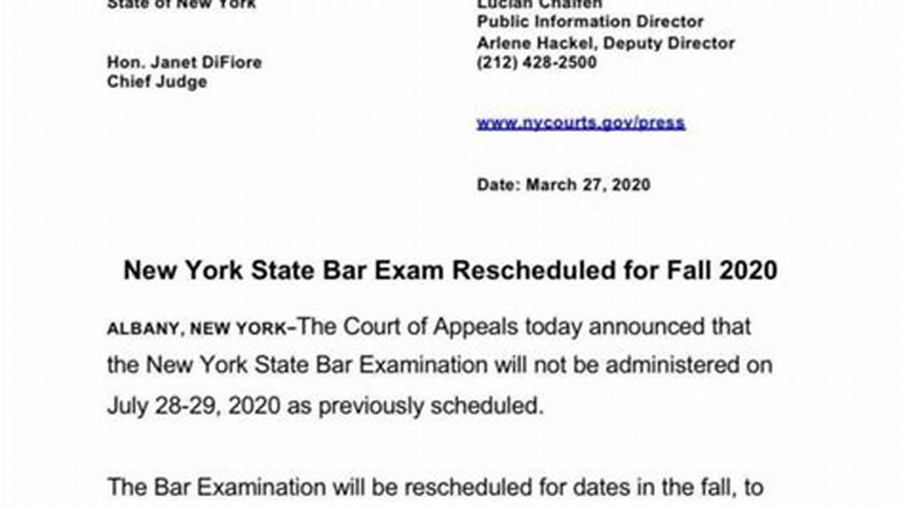 February 2021 New York Bar Exam Results Should Be Released Around The End Of April Or The Beginning Of May., 2024